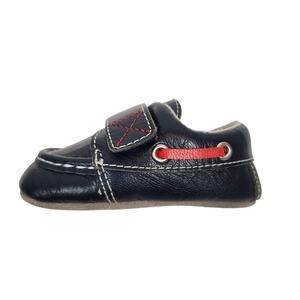 see kai run Boys Girls Unisex Navy Blue Leather Sneakers Boat Shoe 6 - 12 Months